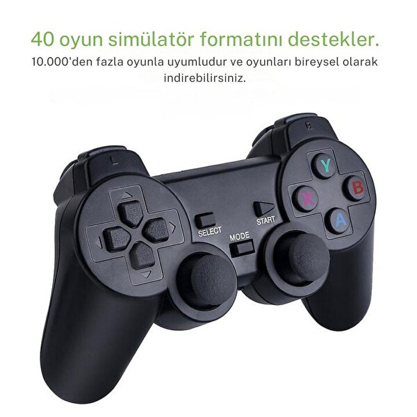 Cosmostech 4K Ultra HD Game Stick Lite Retro Atari Video Oyunlu Gaming Oyun Konsolu - 2.4G Kablosuz Çift Kollu Gamepad