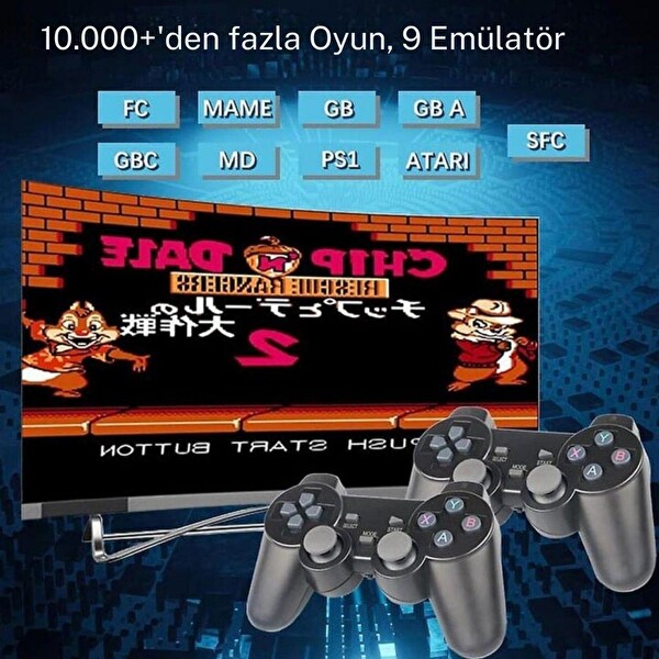 Cosmostech 4K Ultra HD Game Stick Lite Retro Atari Video Oyunlu Gaming Oyun Konsolu - 2.4G Kablosuz Çift Kollu Gamepad