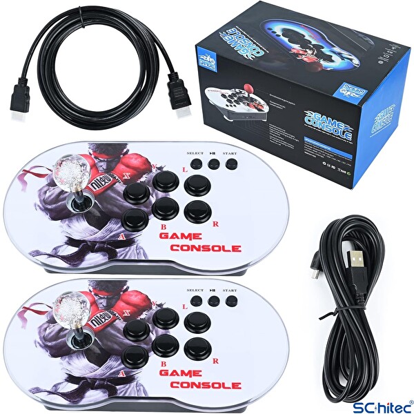 ScHitec 4K Arcade Oyun Konsolu Pandora 10000 Retro Oyunlu - 2 Oyunculu Joystick