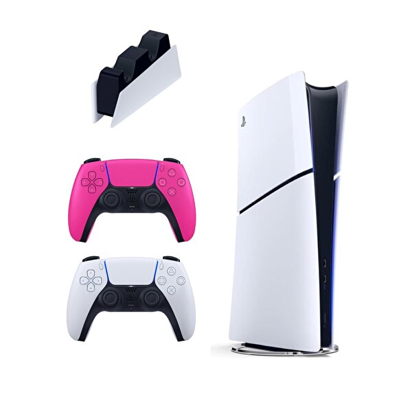 Sony Playstation 5 Slim Digital 825 GB - Şarj İstasyonu - 2. Pembe Dualsense (İthalatçı Garantili)