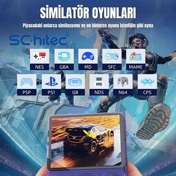 Schitec Retro Arcade R40S Pro Taşınabilir El Atari Konsolu 30.000 Oyunlu 98 GB Kırmızı
