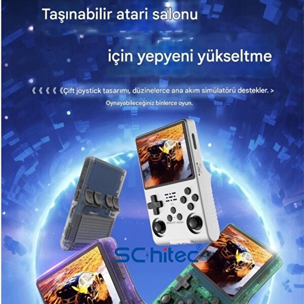 Schitec Retro Arcade R40S Pro Taşınabilir El Atari Konsolu 30.000 Oyunlu 98 GB Kırmızı