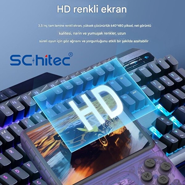 Schitec Retro Arcade R40S Pro Taşınabilir El Atari Konsolu 30.000 Oyunlu 98 GB Kırmızı