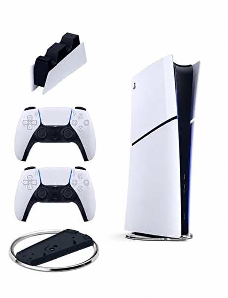 Sony Playstation 5 Slim Digital 825 GB -2 Beyaz Kol - Dikey Stand - Şarj İstasyonu (Evofone Türkiye Garantili)