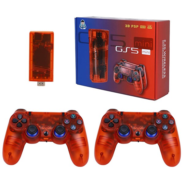 Hadron GS5 Mini Stick HDMI Çift GamePad 64 GB Kırmızı Retro Oyun Konsolu