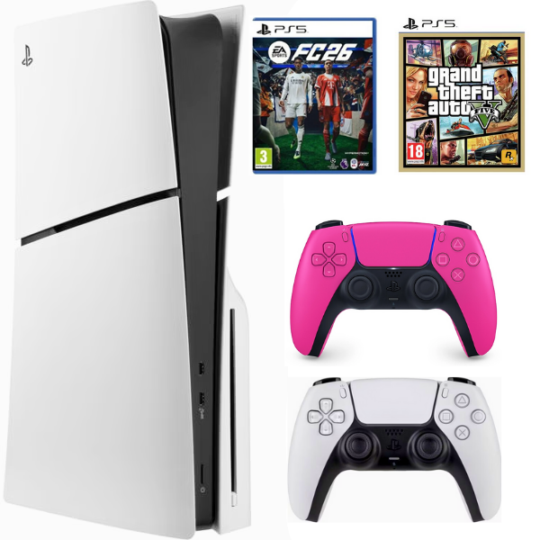 Sony Playstation 5 Slim CD 1 TB - 2.Dualsense Pembe FC26 - GTA5 (İthalatçı Garantili)