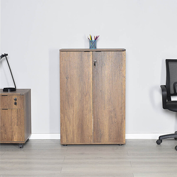 Adore Mobilya Rio Oslo Ceviz Ofis 3 Raflı Kapaklı Kitaplık