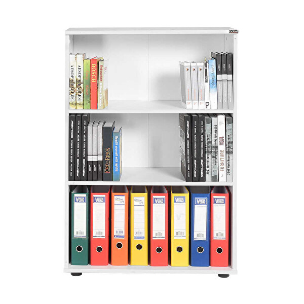 Adore Mobilya Rio Ofis 3 Raflı Diamond Beyaz Kitaplık