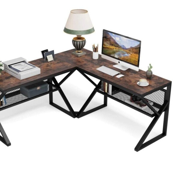 Zizuva Tasarım 165x75x55 CM Ceviz L Çalışma Masası