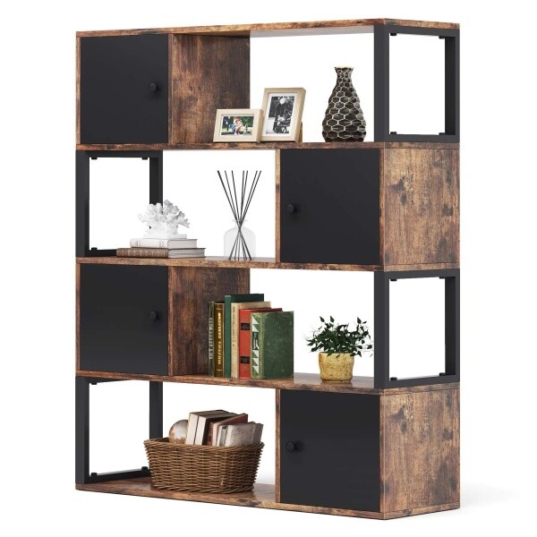 Zizuva Tasarım 130x100x28 CM Ceviz Dolaplı Kitaplık