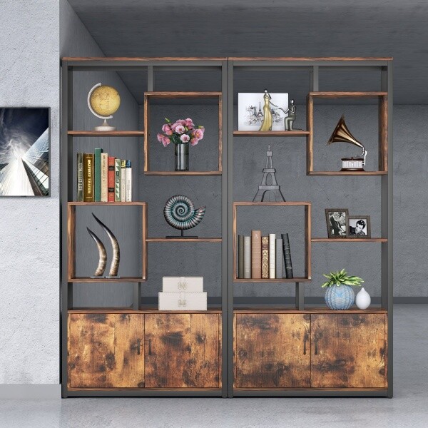 Zizuva Özel Tasarım 180x80x30 CM Ceviz Dolaplı Ev Ofis Kitaplık ve Düzenleyici