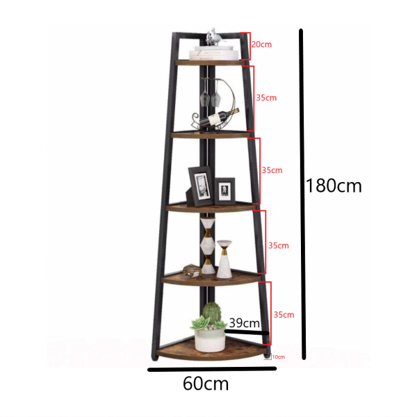 Zizuva Tasarım 60x39 CM Ceviz Çok Amaçlı Köşe Rafı