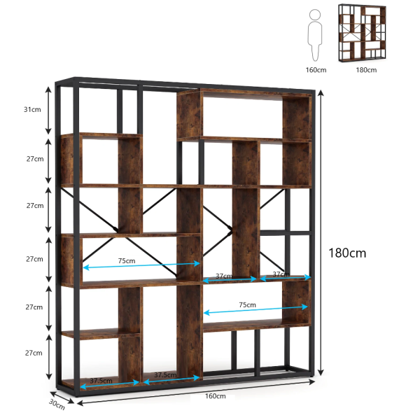 Zizuva Tasarım 160x30 CM Ceviz Raf Sistemi ve Kitaplık