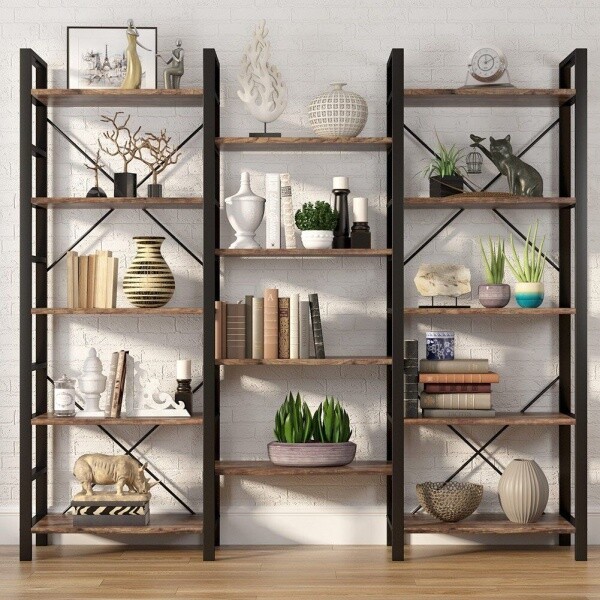Zizuva 180x175x30 CM Tasarım Ceviz 3'lü Vitrin ve Düzenleyici