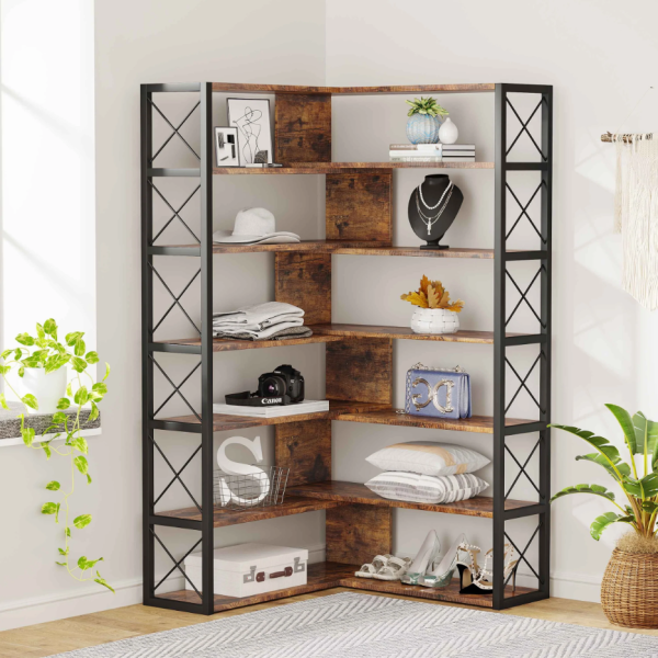 Zizuva Tasarım 95x30x180 CM Ceviz Ev ve Ofis Raf Sistemi