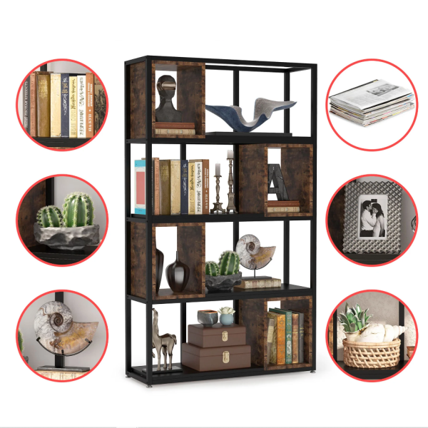Zizuva Tasarım 100x30x180 CM Ceviz Ev ve Ofis Kitaplık
