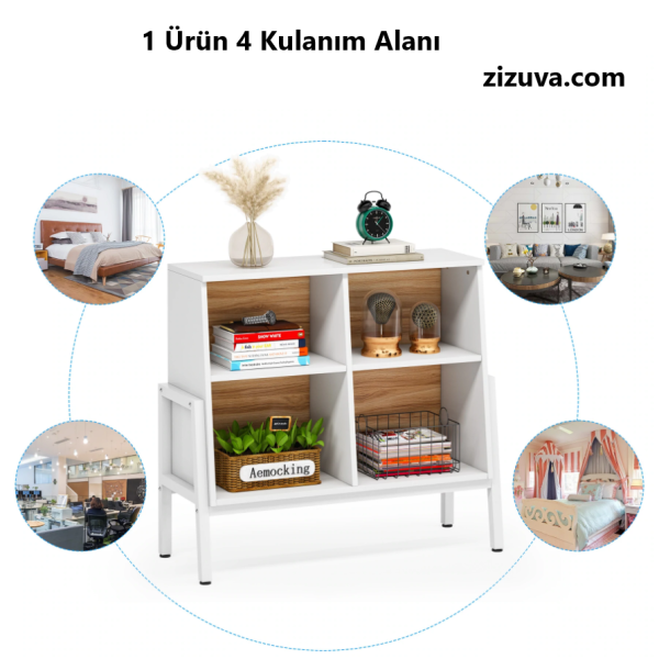 Zizuva Tasarım 80x35x80 CM Beyaz Ev ve Ofis Oda Düzenleyici