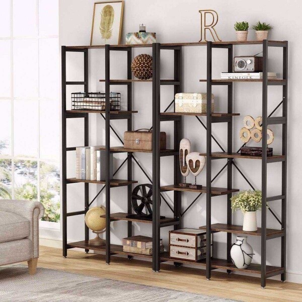 Zizuva Tasarım 100x30x180 CM 7 Raflı Ceviz Ev Ofis Düzenleyicisi ve Kitaplık