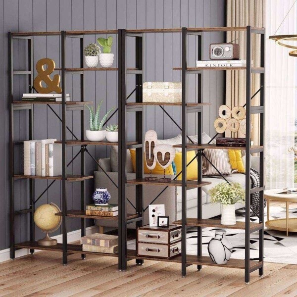 Zizuva Tasarım 100x30x180 CM 7 Raflı Ceviz Ev Ofis Düzenleyicisi ve Kitaplık