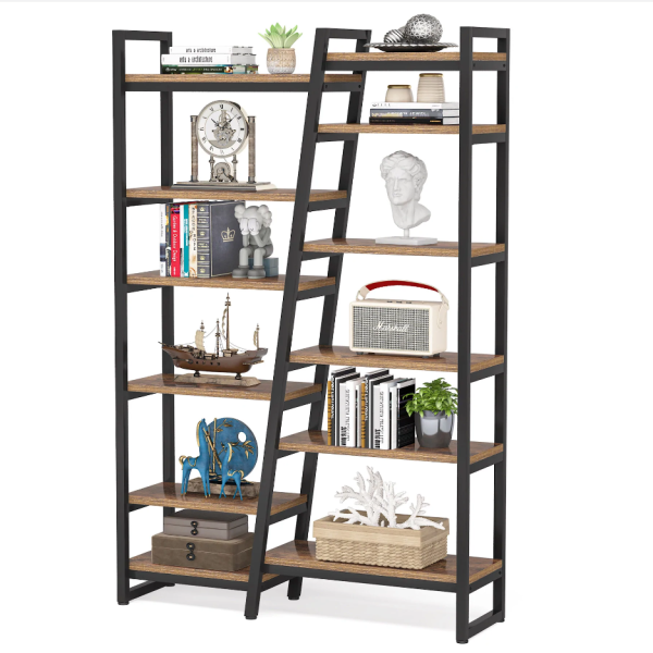 Zizuva Tasarım 122x33x180 CM Ceviz Kitaplık ve Dekoratif Raf