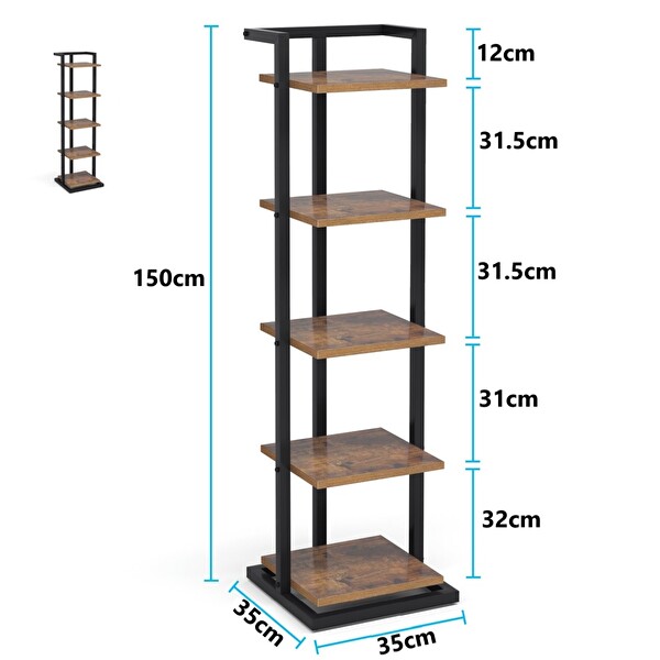 Zizuva Tasarım 35x35x150 CM Ceviz Dekoratif Raf ve Düzenleyici