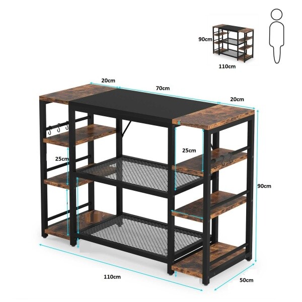Zizuva Tasarım 110x50x90 CM Tel Raflı Ceviz Açık Mutfak Dolabı