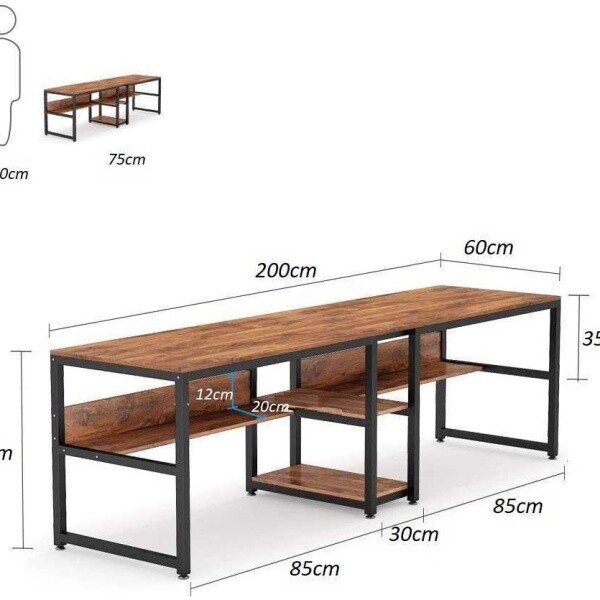 Zizuva Tasarım 200x75x60 CM 2 Kişilik Çalışma Masası