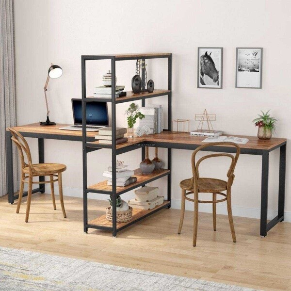 Zizuva Tasarım 200x75x60 CM Bölmeli ve Raflı Çalışma Masası