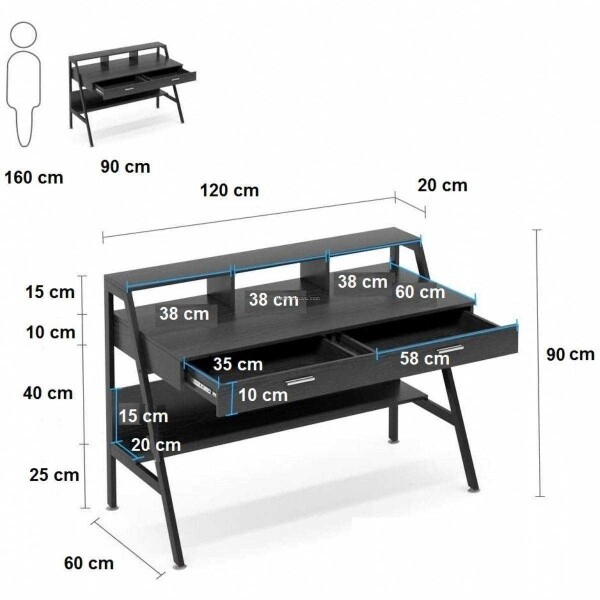 Zizuva Tasarım 120x90x60 CM Çekmeceli Çalışma Masası