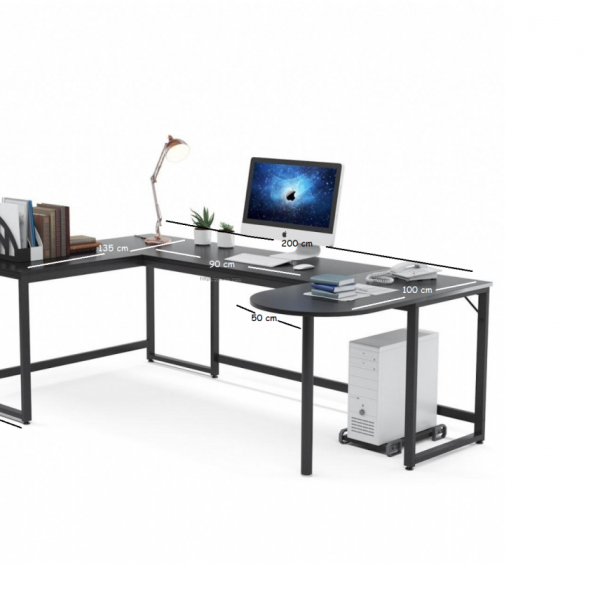 Zizuva Tasarım 135+90+100x60+50x75 CM Ceviz L Model Çalışma Masası
