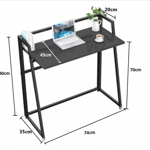 Zizuva Tasarım 74x45x80 CM Siyah Portatif Çalışma Masası