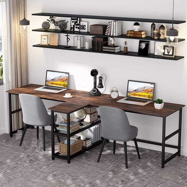 Zizuva Tasarım 230x55x75 CM 2 Kişilik Ceviz Çalışma Masası