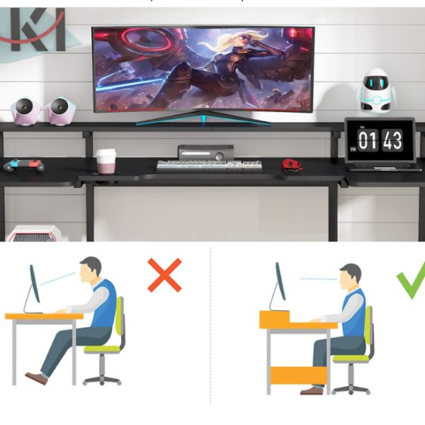 Zizuva Tasarım 170x95x60 CM Siyah Gaming Çalışma Masası