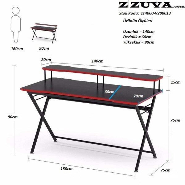 Zizuva Tasarım 140x90x60 CM Çalışma Masası ve Düzenleyici Set