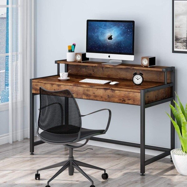 Zizuva Tasarım 120x90x60 CM Monitör Sehpalı Ceviz Çalışma Masası