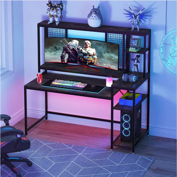 Zizuva Tasarım 150x150x60 CM Monitör Raflı Ceviz Çalışma Masası