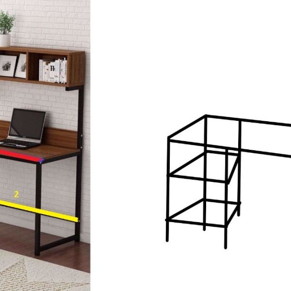 Zizuva Tasarım 175x140x55 CM L Model Raflı ve Kitaplıklı Çalışma Masası