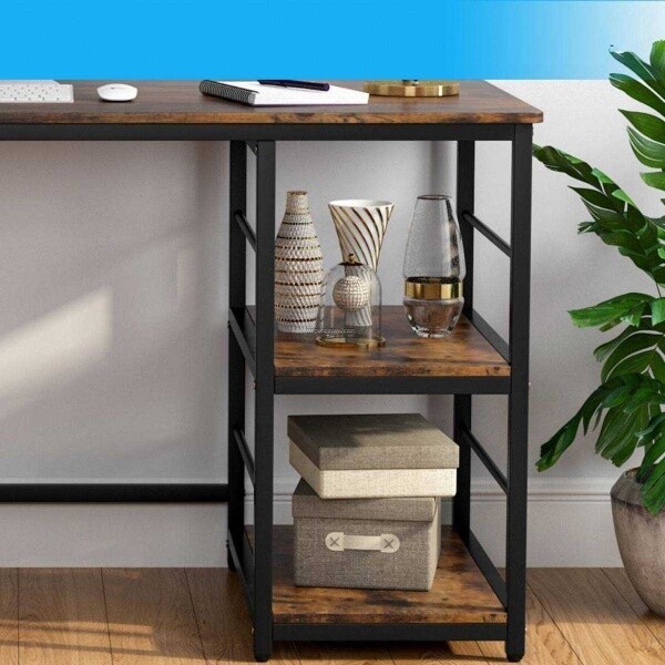 Zizuva Tasarım 140x75x60 CM Raflı Ceviz Çalışma Masası
