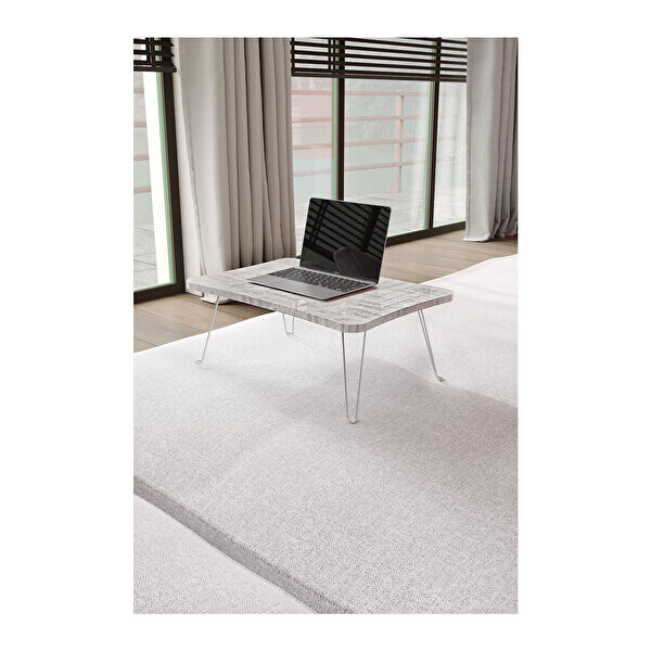 Zuesse Dizayn Taşınabilir Katlanır Yatak Koltuk Üstü Hasta Servis Laptop Bilgisayar Çalışma Sehpası Açık Gri