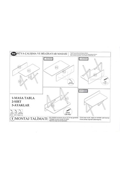 Hey Modüler Mobilya Rüya Ceviz Beyaz Ayak Çalışma Masası