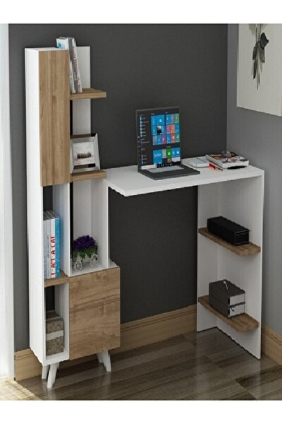 BMdekor Çalışma Masası Artema Beyaz Ceviz