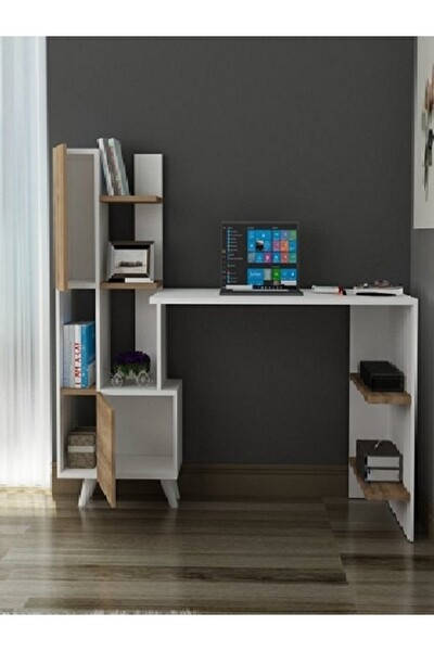 BMdekor Çalışma Masası Artema Beyaz Ceviz