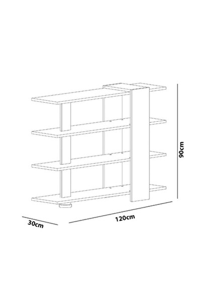 BMdekor Kitaplık Su 3 Raflı Beyaz Teak