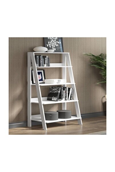 Kitaplık Süslü 4 Raf Beyaz