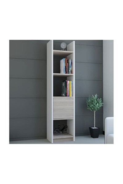 BMdekor Kitaplık Elips 103 Tekli Beyaz Cordoba