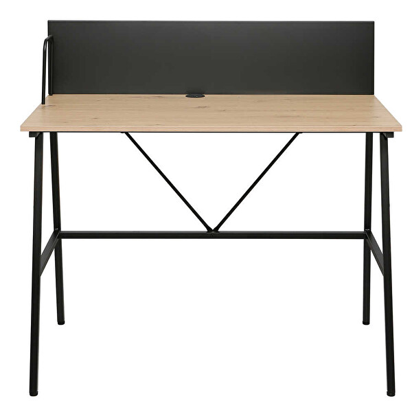 Adore Mobilya Retro Metal Ayaklı Arkalıklı Çalışma Masası-Ceviz/Siyah 100x100x54 CM