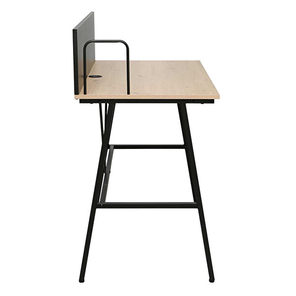 Adore Mobilya Retro Metal Ayaklı Arkalıklı Çalışma Masası-Ceviz/Siyah 100x100x54 CM