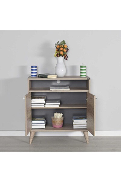Adore Mobilya London Çok Amaçlı Dolap - Açık Ceviz (Tori) 73x79x42