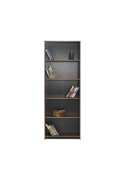 Adore Mobilya Modern 5 Raflı Kitaplık-Antrasit-Kontra 64x182x26 CM (GxYxD)