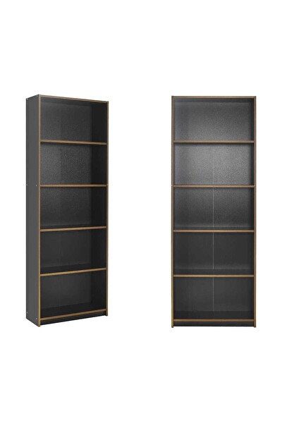 Adore Mobilya Modern 5 Raflı Kitaplık-Antrasit-Kontra 64x182x26 CM (GxYxD)
